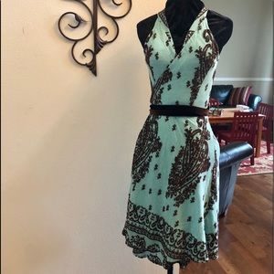 Anthropologie wrap dress Eva Franco teal velvet